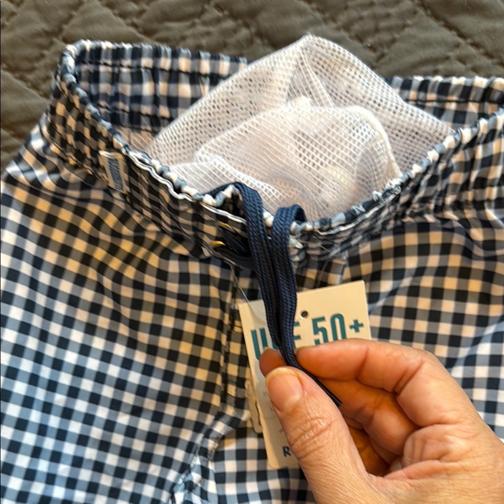 NWT Rugged Butts Blue and White Gingham Swim Trunks Baby 3-6 Mo - Picture 5 of 5